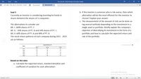 File
Tools
View
Document4 - Word (Product Activation Failed)
UTS MK I GSL 20-21 (19.10.20 -13.30) *
Document3 *
Document4 x
Soal 3
b. If the investor is someone who is risk averse, then which
Currently an investor is considering investing his funds in
alternative will be the most efficient for this investor to
shares between the shares of 3 companies
choose? Explain your answer
c. The measurement of the amount of risk can be done us-
The alternatives to consider are:
ing several methods depending on the investment in a
Alt. I: 100% shares of PT. C
single asset or portfolio. Briefly explain the company's
Alt. II. : 50% shares of PT. B and 50% shares of PT. C
objective of diversifying its investment in the form of a
Alt. II: 60% shares of PT. A and 40% of PT. B
portfolio and how to calculate the expected return and
The stock return patterns of each company during 2021 - 2025
risk of the portfolio
are as follows:
Expected Return %
End of document I
Tahun
PT. A
PT. B
PT. C
2021
65
65
55
2022
62
45
57
2023
53
62
40
2024
55
64
42
2025
41
50
47
Based on this data
a. Calculate the expected return, standard deviation and
coefficient of variation for each alternative!
Activate Windows
Go to Settings to activate Windows.
Screens 1-2 of 2
+
146%
