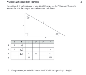 Answered: Practice 5.2: Special Right Triangles… | Bartleby