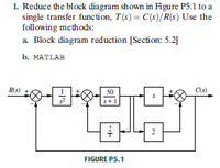 Answered: 1. Reduce The Block Diagram Shown In… | Bartleby