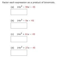 Answered: Factor each expression as a product of… | bartleby