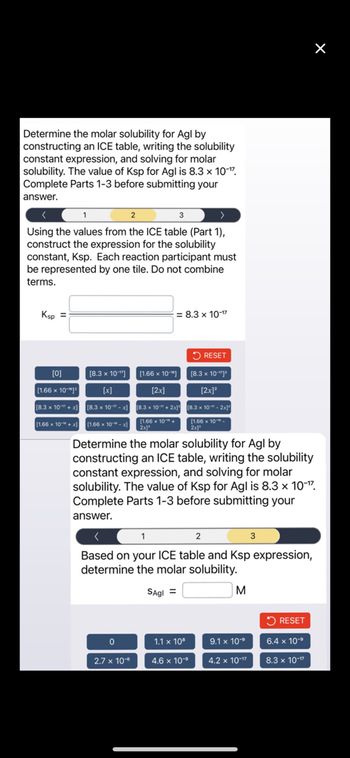 Answered Determine the molar solubility for Agl bartleby