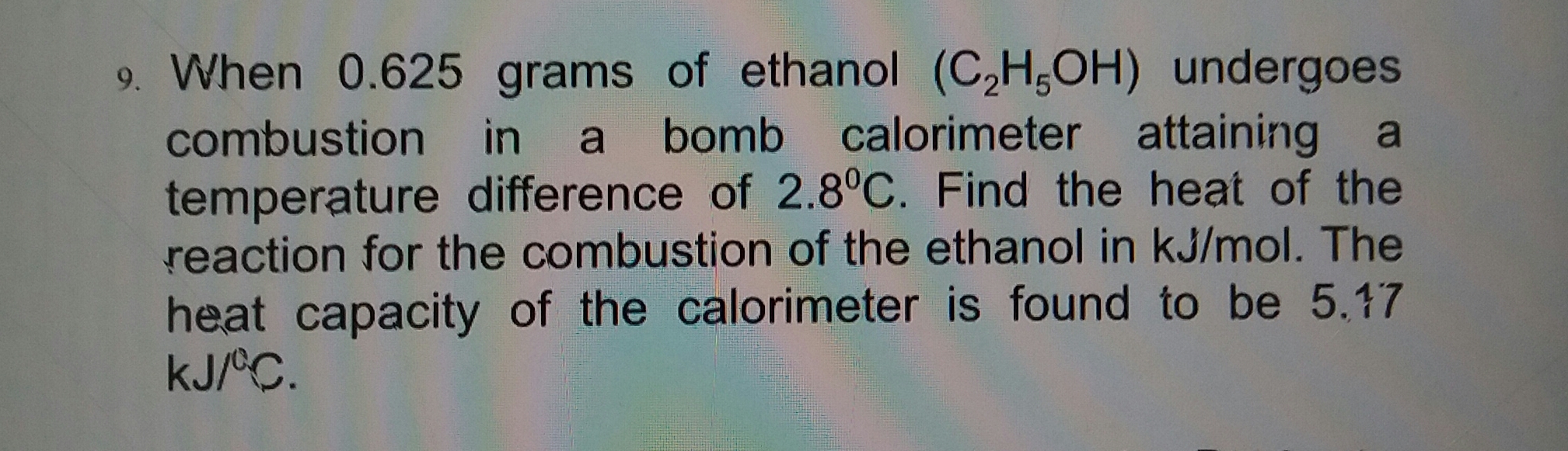 what is the heat capacity of ethanol