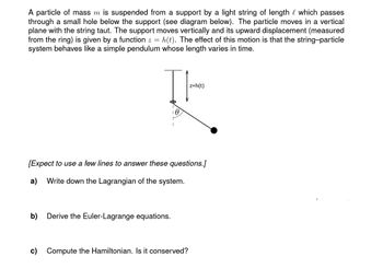 Answered: A particle of mass m is suspended from… | bartleby