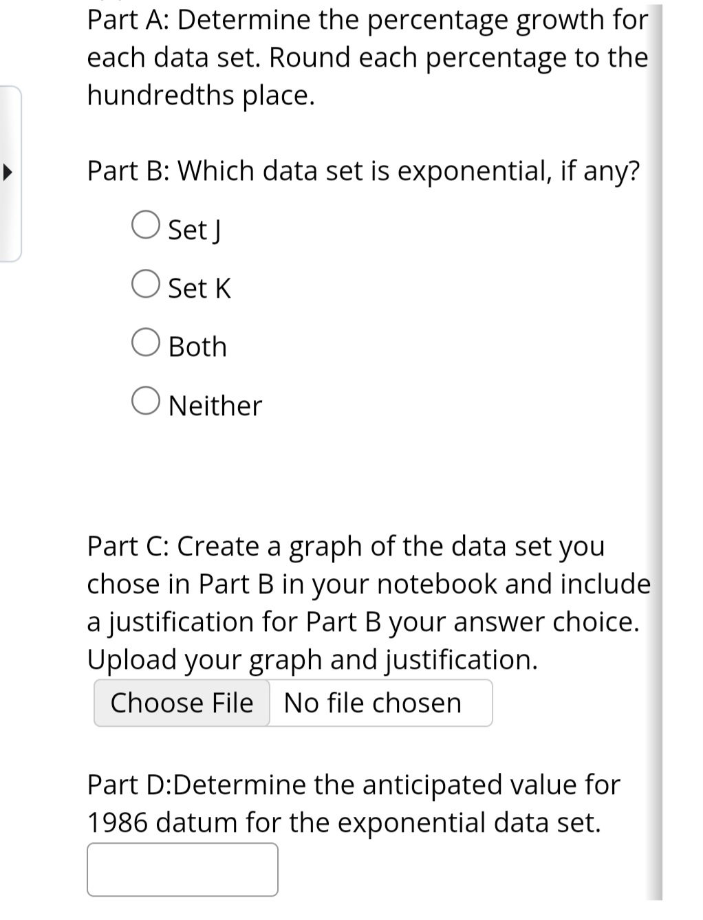 Answered: Part A: Determine The Percentage Growth… | Bartleby