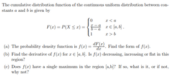 Answered: The cumulative distribution function of… | bartleby