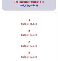 Answered: The Location Of Subplot 1 Is… | Bartleby