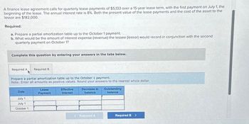 Answered: A Finance Lease Agreement Calls For… | Bartleby