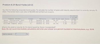 Answered: Problem 6-31 Bond Yields [LO 2] You… | Bartleby