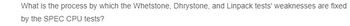 What is the process by which the Whetstone, Dhrystone, and Linpack tests' weaknesses are fixed
by the SPEC CPU tests?