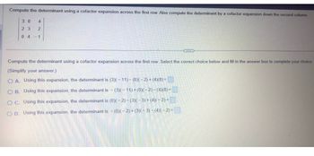 Answered Compute the determinant using a bartleby