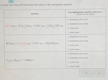 Answered In each row check off the boxes that bartleby