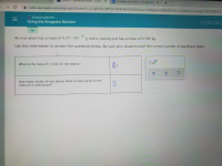 An iron atom has a mass of 9.27 x 10
23
g and a cooking pot has a mass of 0.500 kg.
Use this information to answer the questions below. Be sure your answers have the correct number of significant digits.
