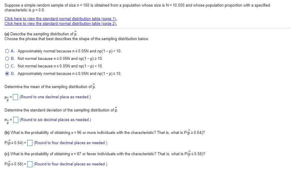 Answered: Suppose a simple random sample of size… | bartleby