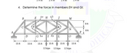 4. Determine the force in members EH and GI.
B
M
8 ft
N
D
|G la
I Ib L
15 ft
15 t
15 t
15
15 t
15 t
12 kips
12 kips
12 kips
OIFICALA
