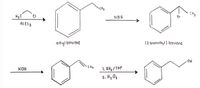 CH3
CH3
Hg C
CI
NBS
Br
AICI3
ethyl benzene
(1-bromoethyl ) benzene
on
HO
CH2
KOH
1. 8H3 / THF
2. H, O2
