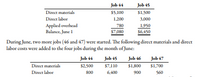 Job 44
Job 45
Direct materials
$5,100
$1,500
Direct labor
1,200
3,000
Applied overhead
Balance, June 1
780
1,950
$7.080
$6,450
During June, two more jobs (46 and 47) were started. The following direct materials and direct
labor costs were added to the four jobs during the month of June:
Job 44
Job 45
Job 46
Job 47
Direct materials
$2,500
$7,110
$1,800
$1,700
Direct labor
800
6,400
900
560
