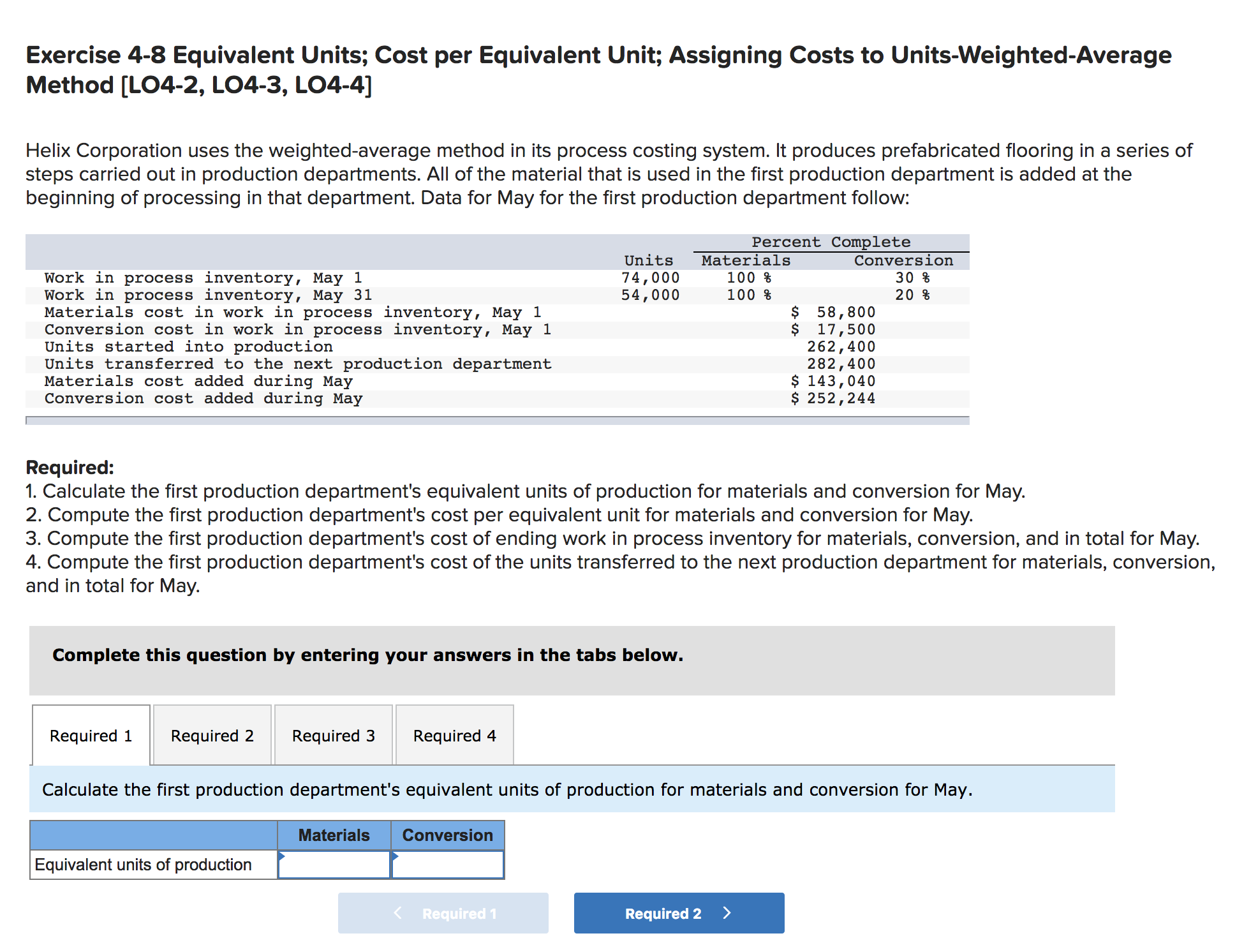 Answered Exercise 4 8 Equivalent Units Cost Per Bartleby