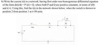 Answered: b) Write the current i(t) in a network,… | bartleby