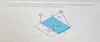 The hanging structure in the figure below is homogeneous. Its weight (40 kg) is acting at the center of the rectangular slab, parallel with the z-axis.
Determine the magnitude (in N) of the z-component of the force acting along the cable at point B.
500
D
40 kg
250
550 550
750
