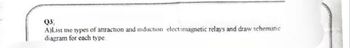 Q3
A)List the types of attraction and induction electomagnetic relays and draw schematic
diagram for each type.