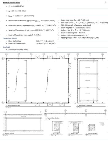 Material Specifications f = 4ksi (28 MPa) • fy=… | bartleby