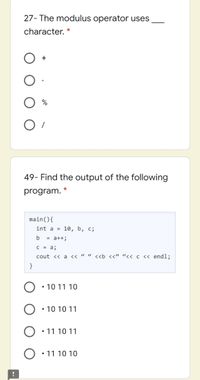 Answered: 27- The Modulus Operator Uses… | Bartleby