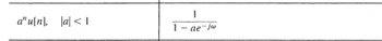 a" u[n], a < 1
1
1-ae-jw