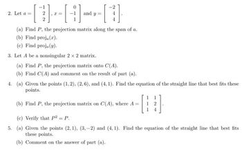 Answered a Find P the projection bartleby