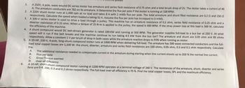 Answered: decimal praces 1. A 250V, 4 pole, wave… | bartleby