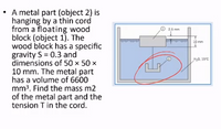 Answered: A metal part (object 2) is hanging by a…