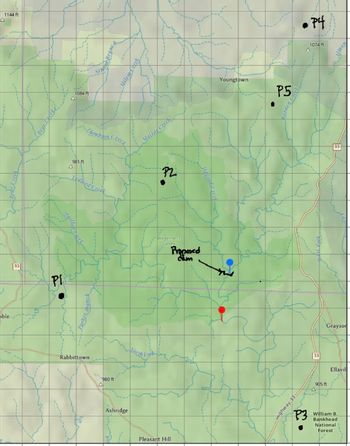 oble
1144 ft
Bear Ock
Pi
1084 ft
Branc
Now bron Crock
A
981 ft
Dedford Creek
Parker anch
Rabbittown
980 ft
Ashridge
Sorth F
Pleasant Hill
Milan cek
Mallor Creek
P2
f.
Wilderness
Sipsey
Proposed
cam
Youngtown
Highway 33
P3
P5
905 ft
William B.
Bankhead
National
Forest
Grayson
Ellavil
•P4
1074 ft