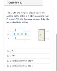 Answered: Question 13 The S, EN, And R Inputs… | Bartleby