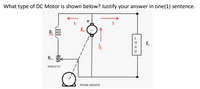 What type of DC Motor is shown below? Justify your answer in one(1) sentence.
E.
E.
D
R.
RHEOSTAT
PRIME MOVER
ll
