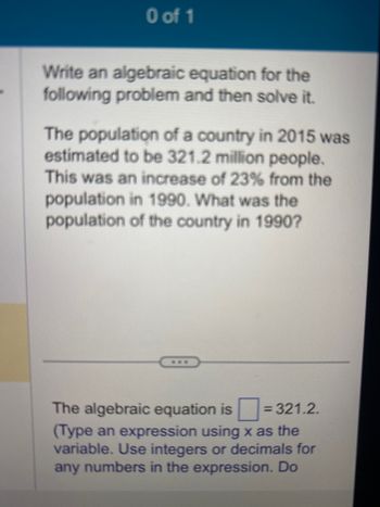 Answered: Write An Algebraic Equation For The… | Bartleby