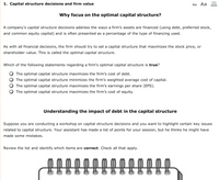 Answered: 1. Capital Structure Decisions And Firm… | Bartleby