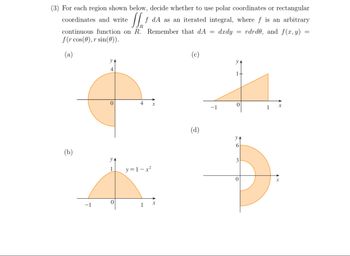 Answered: (3) For each region shown below, decide… | bartleby