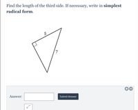 Find the third side 2025 in simplest radical form