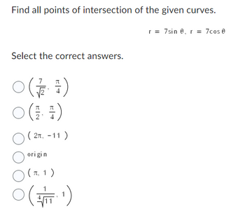 Answered: Find all points of intersection of the… | bartleby