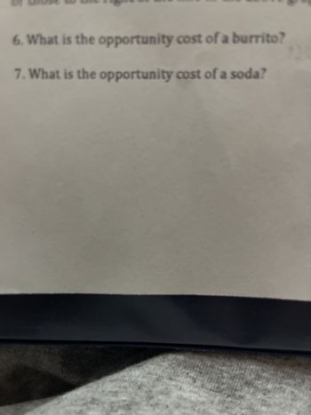 6. What is the opportunity cost of a burrito?
7. What is the opportunity cost of a soda?