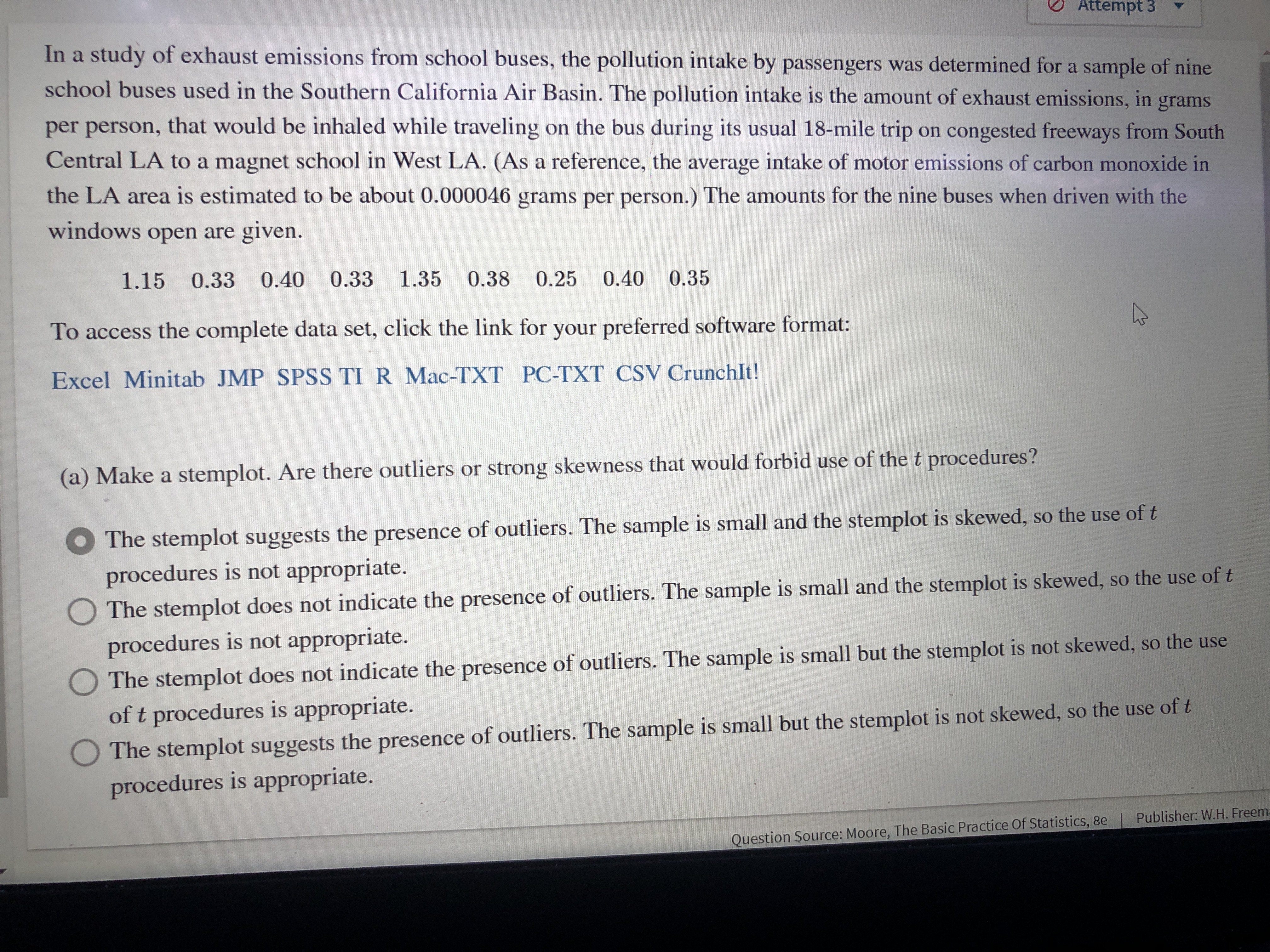 Solved In a study of exhaust emissions from school buses