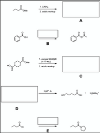 1. LIAIH,
OMe
2. acidic workup
A
HO.
B
1. excess MeMgBr
(> 10 eq.)
OMe
но.
2. acidic workup
H3O", A
HO
HO,
D
E
