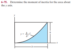 6-75. Determine the moment of inertia for the area about
the y axis.
