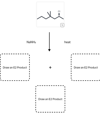 -
1
-
I
NaNH2
Draw an E2 Product
CI
Draw an E2 Product
heat
Draw an E2 Product