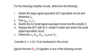 Answered: For The Following Amplifier Circuits,… | Bartleby