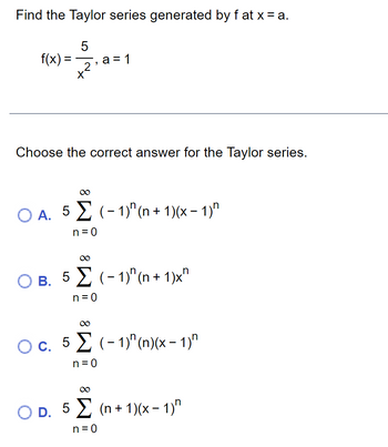 Answered: Find the Taylor series generated by f… | bartleby