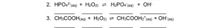 2. HPO42taq) + H2Ou) = H2PO4°(aq) + OH
3. CH3COOH(aq) + H2O) = CH3COOH2*(aq) + OH(aq)
