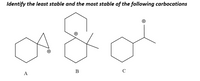 Identify the least stable and the most stable of the following carbocations
A
C
