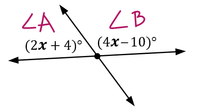 ZA
(2х + 4)°
ZB
(4х- 10)°
