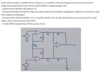 Answered: A) An Instrumentation Amplifier Shown… | Bartleby