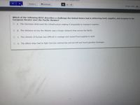 187801e
Review
A Bookmark
Morgan, Kayla
Which of the following BEST describes a challenge the United States had in delivering food, supplies, and weapons to the
European theater over the Pacific theater?
O A. The Germans destroyed the infrastructure making it impossible to transport supplies.
B. The distance across the Atlantic was a longer distance than across the Pacific.
O C The climate of Europe was difficult to manage and caused food supplies to spoil.
D. The Allied ships had to fight German submarines and aircraft and faced gasoline shortages.
